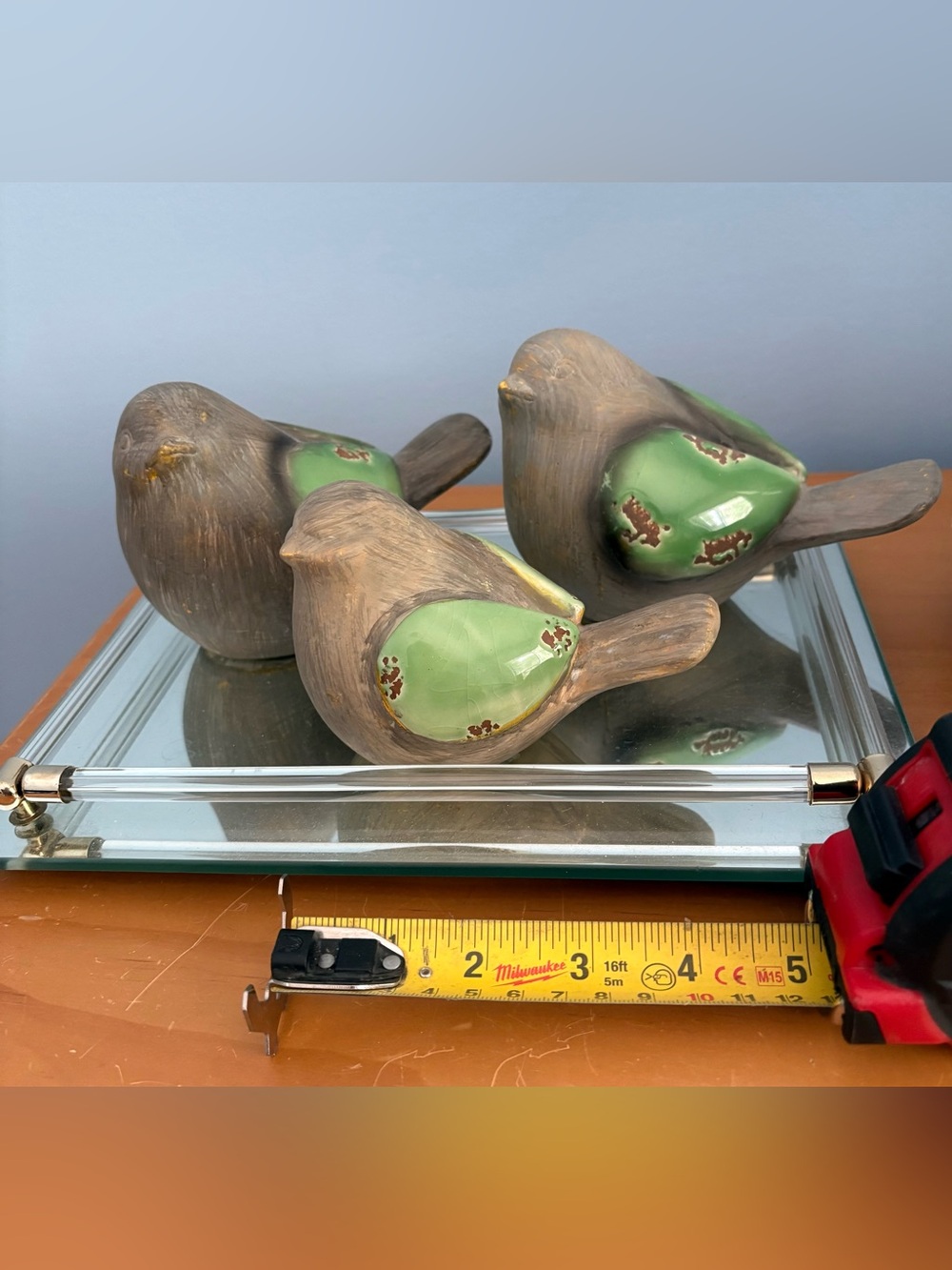 Ashland Brown Ceramic Birds with Green Accents
